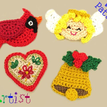 Christmas set 2 crochet applique pattern