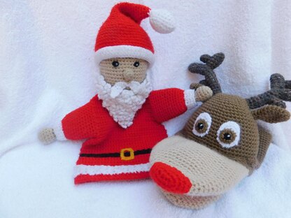 Rudolph, the reindeer, amigurumi hand puppet