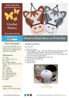 034 Horse's head decor or potholder