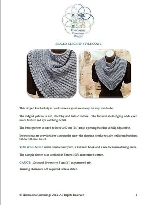 Ridged Kerchief-Style Cowl