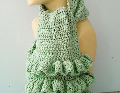 Crochet Ruffle Scarf or Neck Warmer