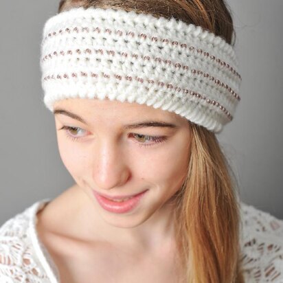 Beaded Headband Style Ear Warmer Crochet Pattern