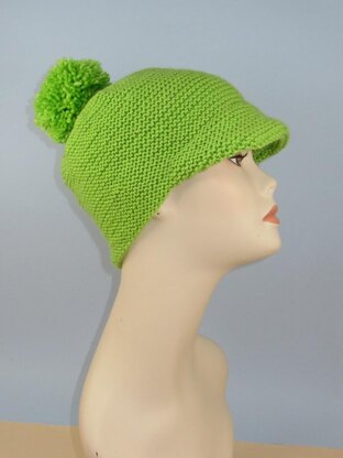 Peak Garter Stitch Bobble Cap