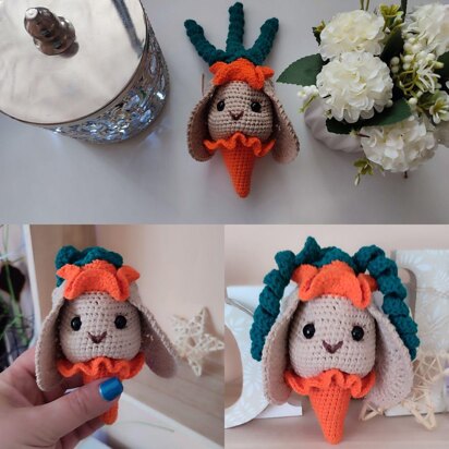 Bunny crochet rattle baby toy