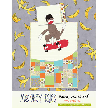 Moda Fabrics Monkey Tales Pillow Case and Quilt - Downloadable PDF