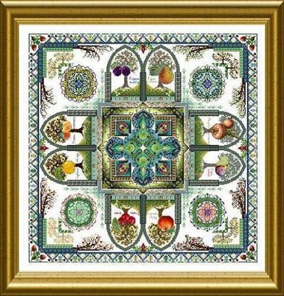 Chatelaine The Medieval Fruit Garden Mandala (Pomarium) Cross Stitch Chart - 2002021 -  Leaflet