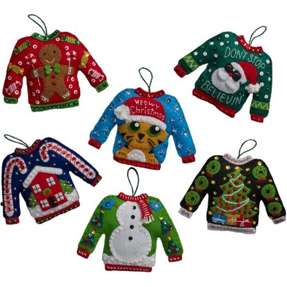 Bucilla Felt Ornaments Applique Kit Set Of 6 - Ugly Sweater