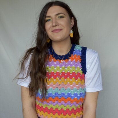 Crocheted granny stripes vest