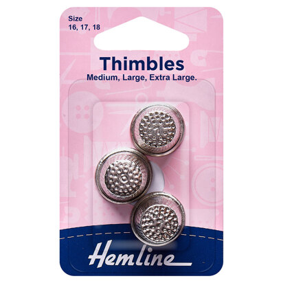 Hemline Metal Thimble - 3 Assorted Sizes