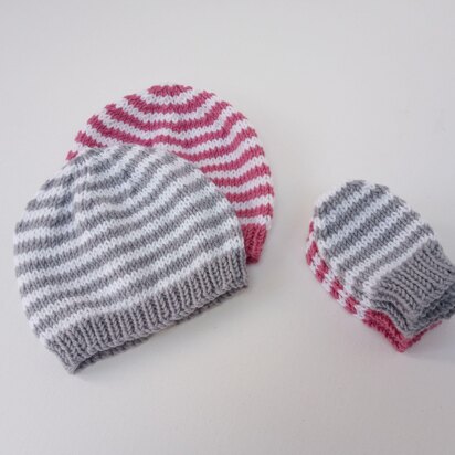 Classic Baby Beanie and Mitts Set