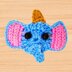 A crochet elephant hair clip