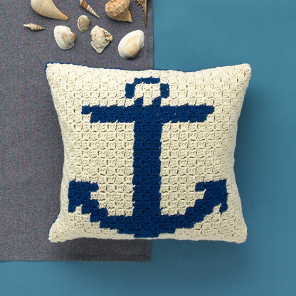 "Coastline Cushion" - Free Cushion Crochet Pattern For Home in Paintbox Yarns Wool Mix Aran