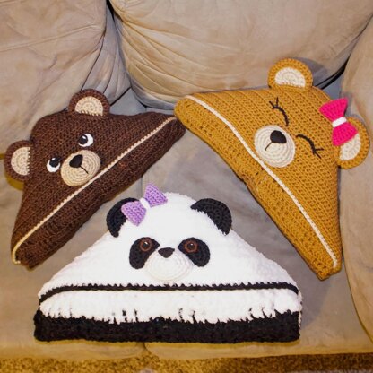 Panda & Teddy Bear Hooded Blanket