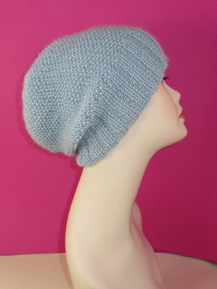 2 x 2 Rib Cuff Moss (Seed) Stitch Slouch Hat