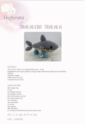 Tralalero Tralala Amigurumi Pattern