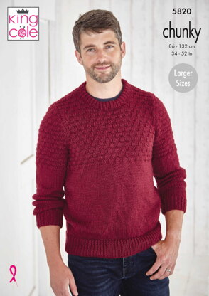 Sweater and Slipover Knitted in King Cole Big Value Chunky - 5820 - Downloadable PDF