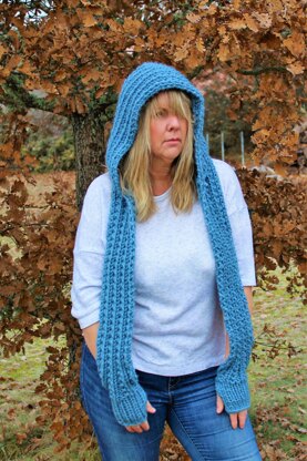 Winter Blues Hooded Scarf