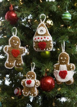 Gingerbread Tree Ornaments in Red Heart Super Saver Economy Solids - LW4824 - Downloadable PDF