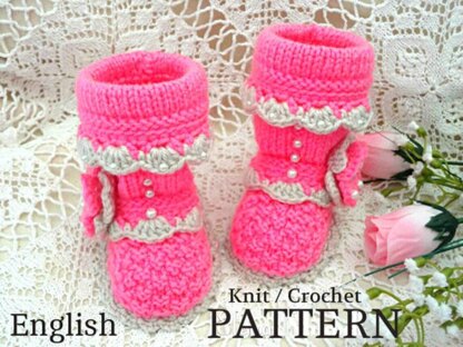 Knitting PATTERN Baby Girl  Baby Shoes Elsa
