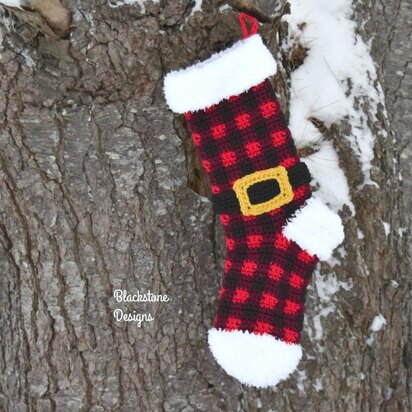 Plaid Santa Christmas Stocking