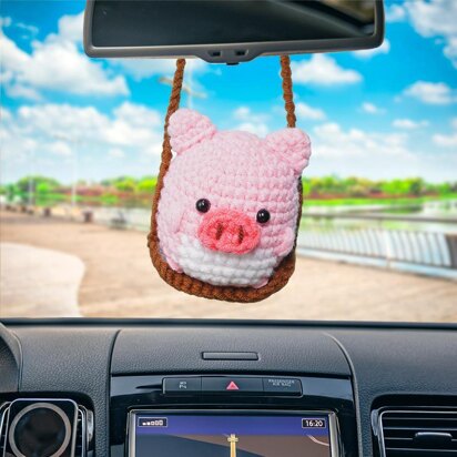 Swinging Pink Pig Car Hanging