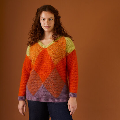 Diamond Argyle Sweater - Crochet Pattern for Women in Debbie Bliss Angel