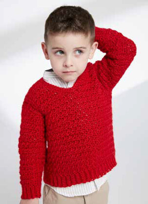Child’s Crochet V-Neck Pullover in Caron Simply Soft - Downloadable PDF
