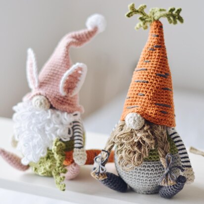 Two Easter Gnomes with a Carrot Crochet Pattern