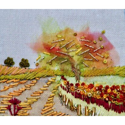 Rowandean Autumn Hedgerow Printed Embroidery Kit - 13.5cm x 16.5cm