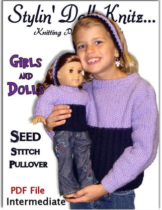 Matching Girl and Doll sweaters. American Girl Doll. AG 