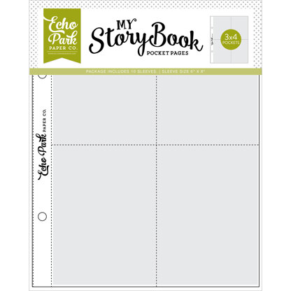 Echo Park Paper My Story Book Album Pocket Pages 6"X8" 10/Pkg - (4) 3"X4" Openings