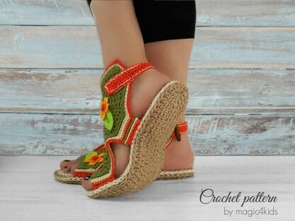 Boho sandals with jute rope soles