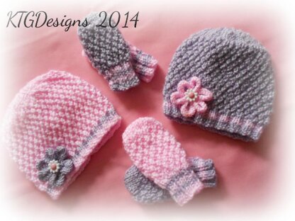 'Grace'  Hat & Mitts Set