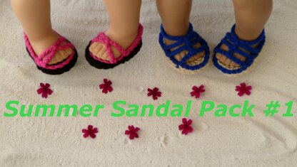 Summer Sandal Pack 1 -  Strappy & Gladiator Sandals Pattern - American Girl or other 18 inch Doll Shoes