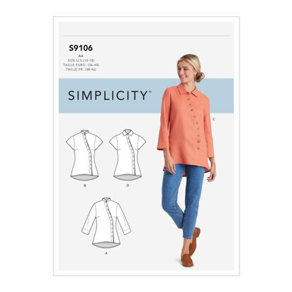 Simplicity Misses' & Women's Button Front Shirt S9106 - Sewing Pattern