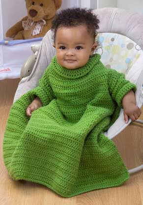 Crochet Baby Snuggle Up with Sleeves in Red Heart Designer Sport - WR1927 - Downloadable PDF