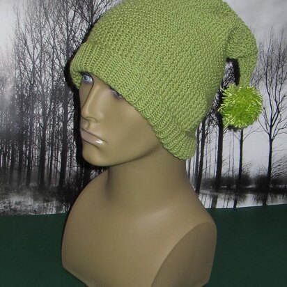 Moss Stitch (Seed Stitch) Pixie Bobble Slouch Hat