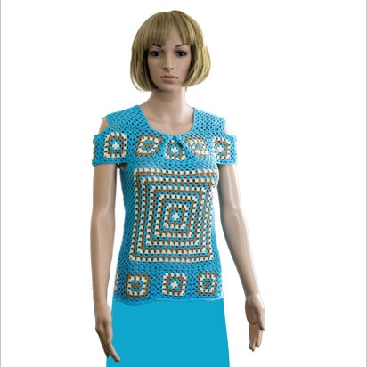 Size S off shoulder turquoise crochet top for women