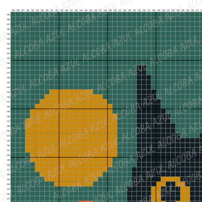 Neon Night City Black Cat Blanket Kitten Afghan Graphgan JPG C2C Crochet Pattern