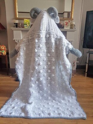 2in1 Ram Sheep Hooded Blanket Crochet Pattern