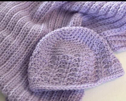 Ribbed Baby Blanket and Hat