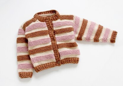 Child's Striped Cardigan in Lion Brand Vanna's Choice - L30165