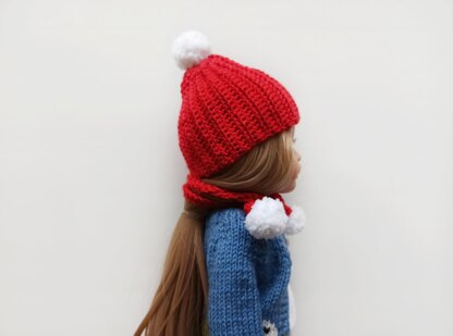 Pompon hat and scarf for Paola Reina doll