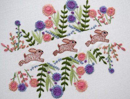 Stitchdoodles Spring Rabbits Hand Embroidery Pattern