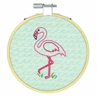 Dimensions Flamingo Fun Crewel Embroidery Kit with Hoop - 4in (10cm)