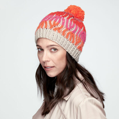 Brioche Cable Hat in Caron x Pantone - Downloadable PDF