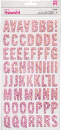 American Crafts Tealightful Thickers Stickers 5.5"X11" 138/Pkg - Letter Alpha/Pink Glitter Foam