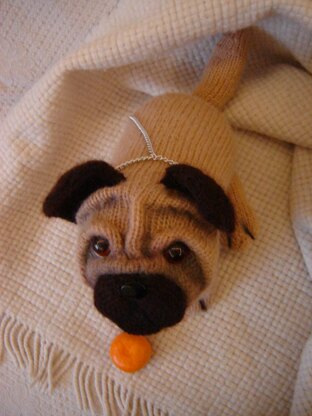 Toy Knitting Patterns - Knit your Dog Pug, big dog pattern, plush dog pattern