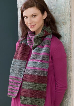 Easy Striped Scarf in Red Heart Super Tweed - LW2521