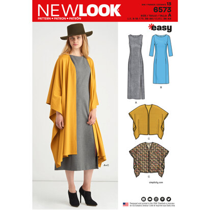 New Look 6573 Misses' Dress and Wrap 6573 - Paper Pattern, Size A (8-10-12-14-16-18)